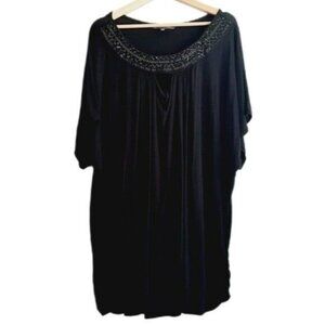 ADDITION ELLE Short Sleeve Tunic Top Beaded Neckline PLUS Sz 4X